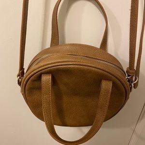 Faux Leather Round Crossbody Purse
